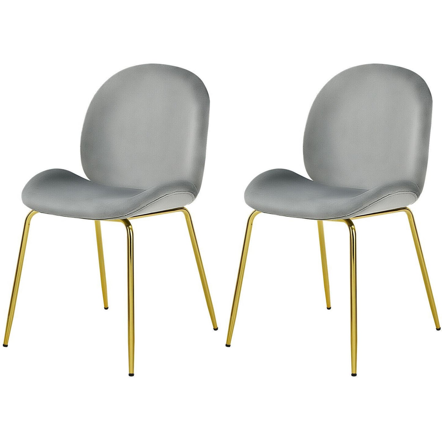 Set of 2 Velvet Dining Chair with Golden Finished Steel Legs-Beige