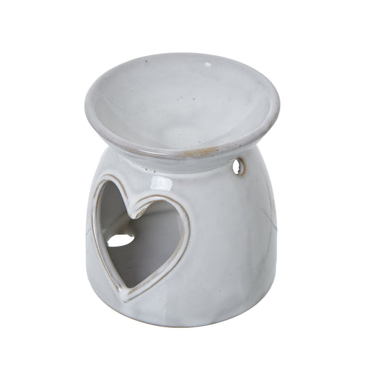 White Ceramic Heart Cut-Out Wax Melt Tealight Holder