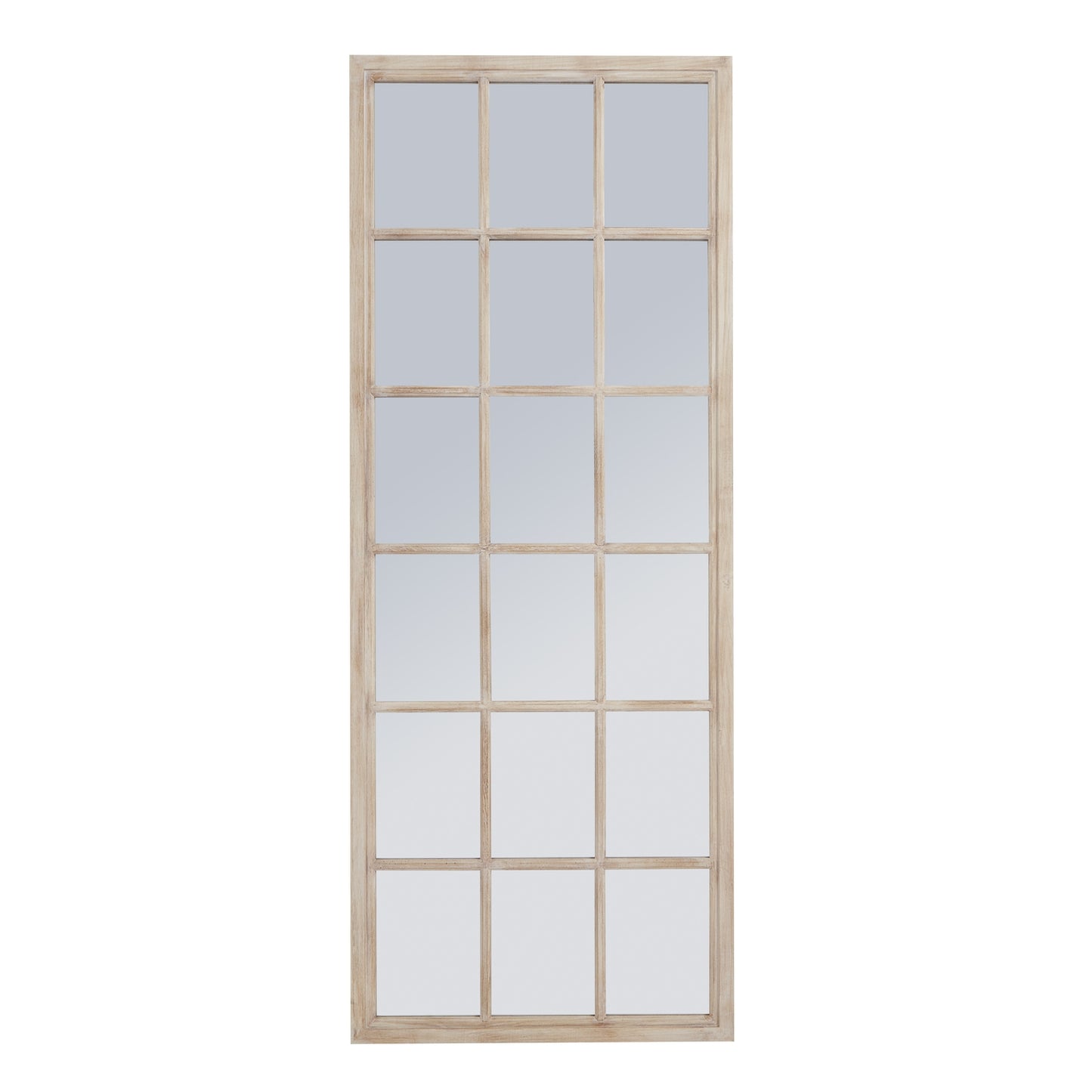 Tall Washed Wood Window Mirror