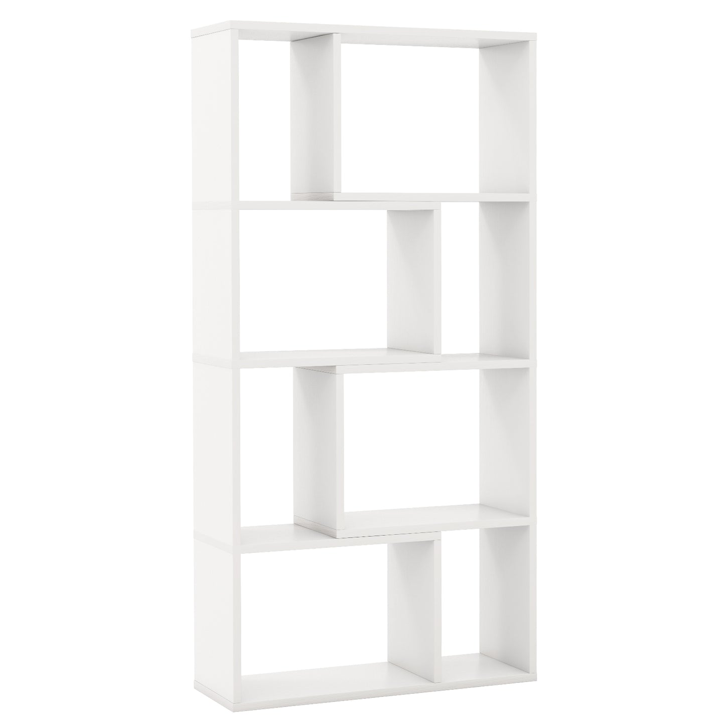 5-Tier Geometric Bookshelf with 8 Cubes Floor Standing Open Display-Grey