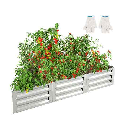 6 Pieces Triangular Galvanized Raised Garden Bed-Silver