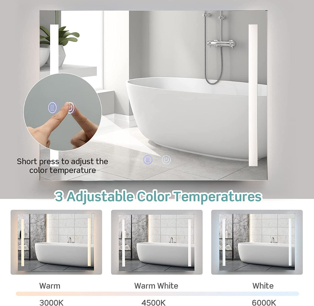 80x60cm LED Illuminated Bathroom Mirror