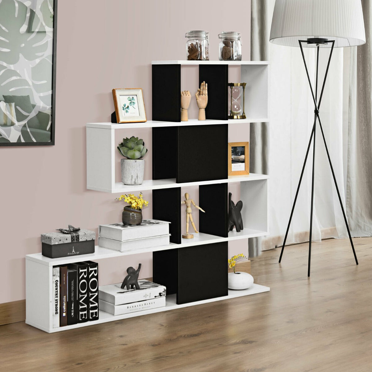 5-Tier Display and Storage Bookshelf for Home and Office-White