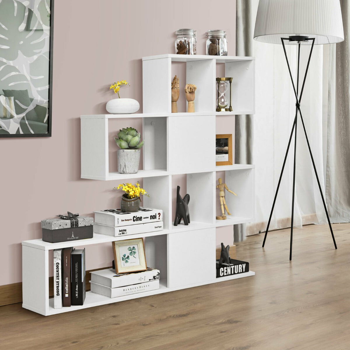 5-Tier Display and Storage Bookshelf for Home and Office-White