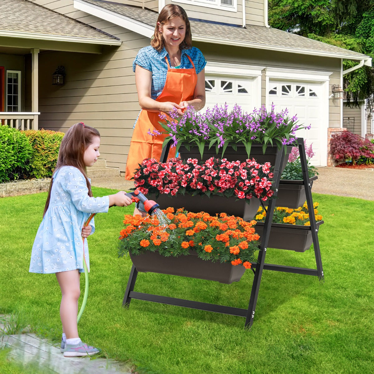 3-Tier Vertical Raised Garden Bed with 5 Plant Boxes