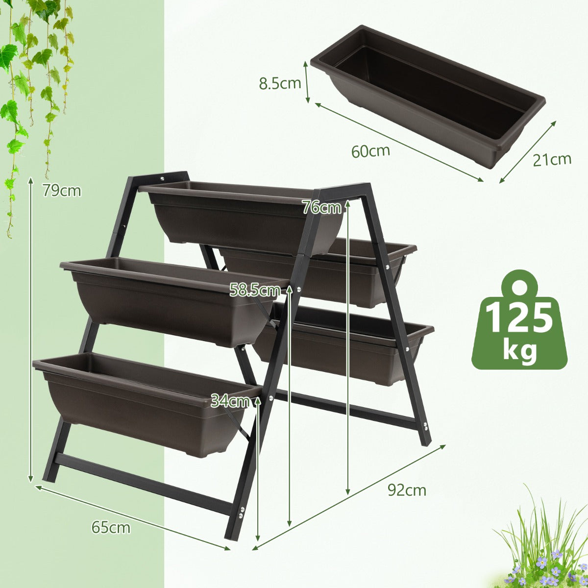 3-Tier Vertical Raised Garden Bed with 5 Plant Boxes