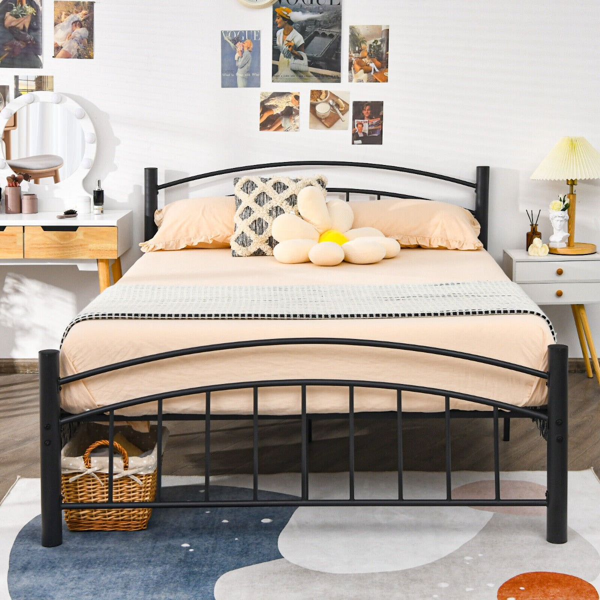 Metal Bed Frame Platform Bed with Headboard for Bedroom-full size