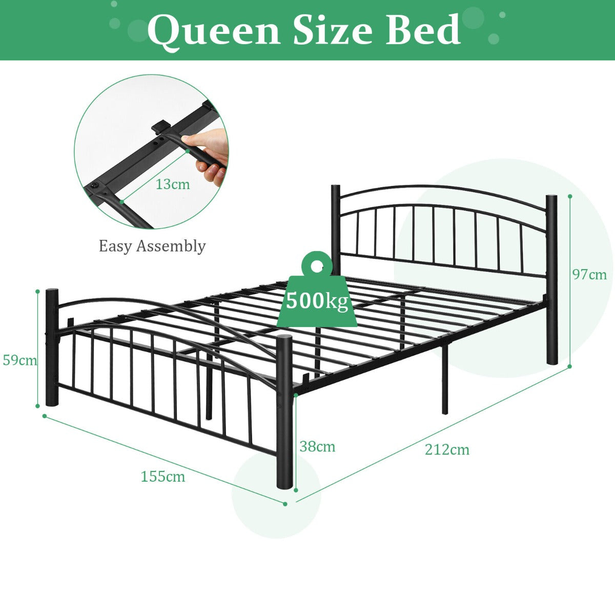 Metal Bed Frame Platform Bed with Headboard for Bedroom-full size