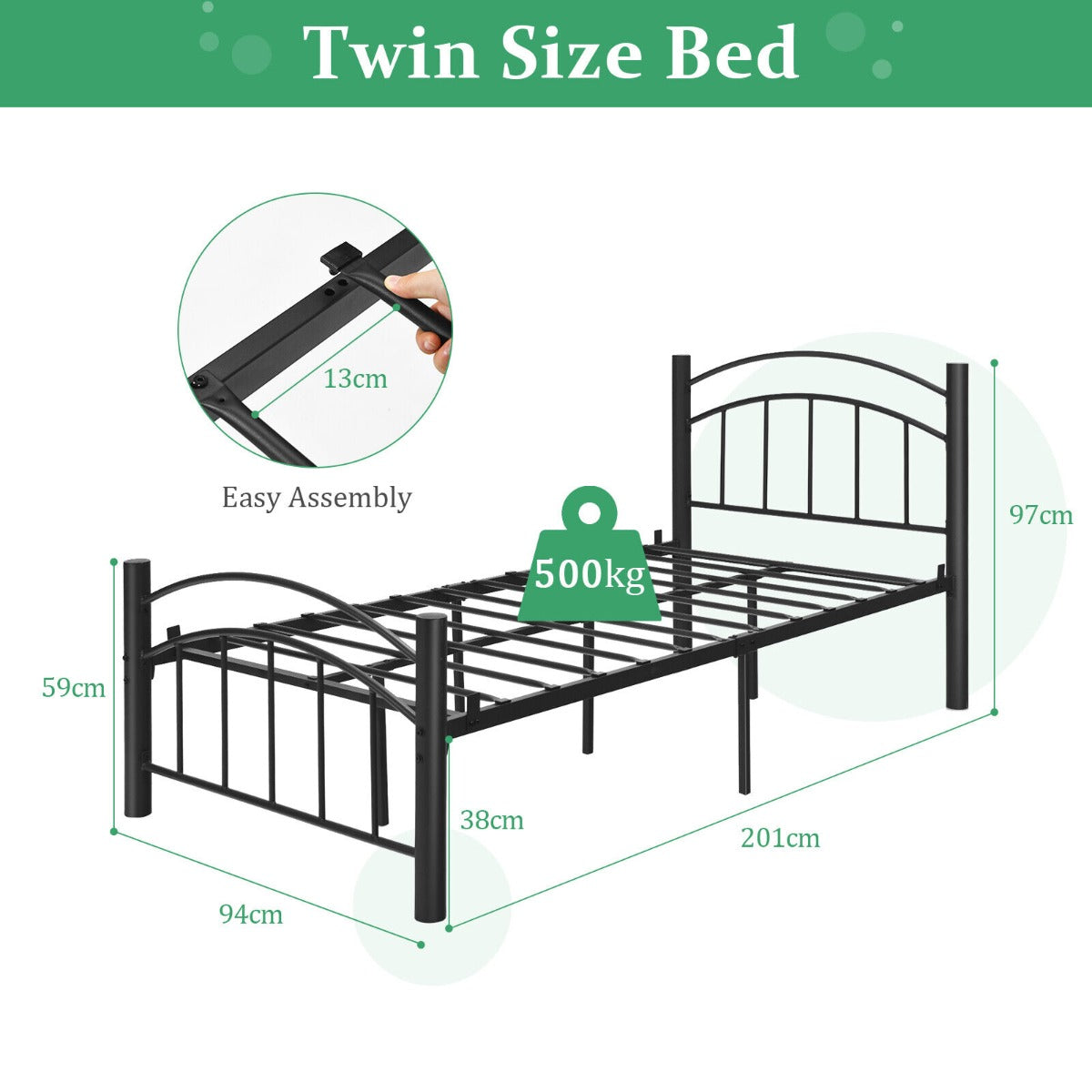 Metal Bed Frame Platform Bed with Headboard for Bedroom-full size