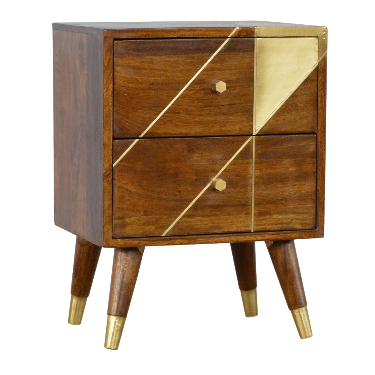 Gold Geometric Chestnut Bedside