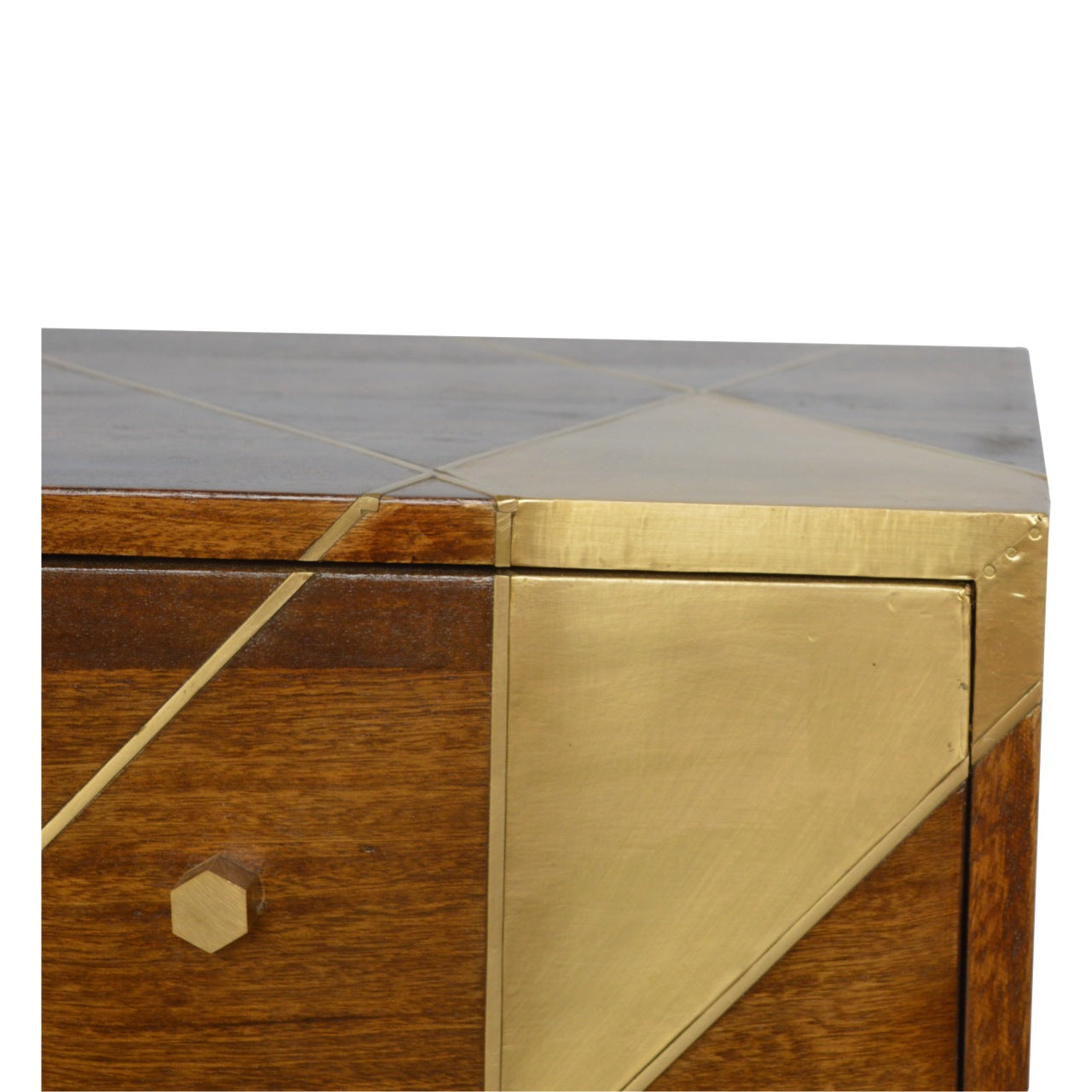 Gold Geometric Chestnut Bedside